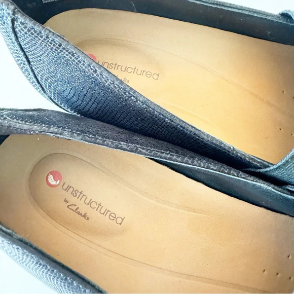 Clarks Unstructured Un Blush Lo Black Loafers Women’s Size 7 Wide Textured Look - Picture 9 of 12